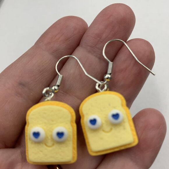 Toast Earring, Funny Food Earring, Gift Idea, Bread Earring, Toast Jewelry - Picture 4 of 5